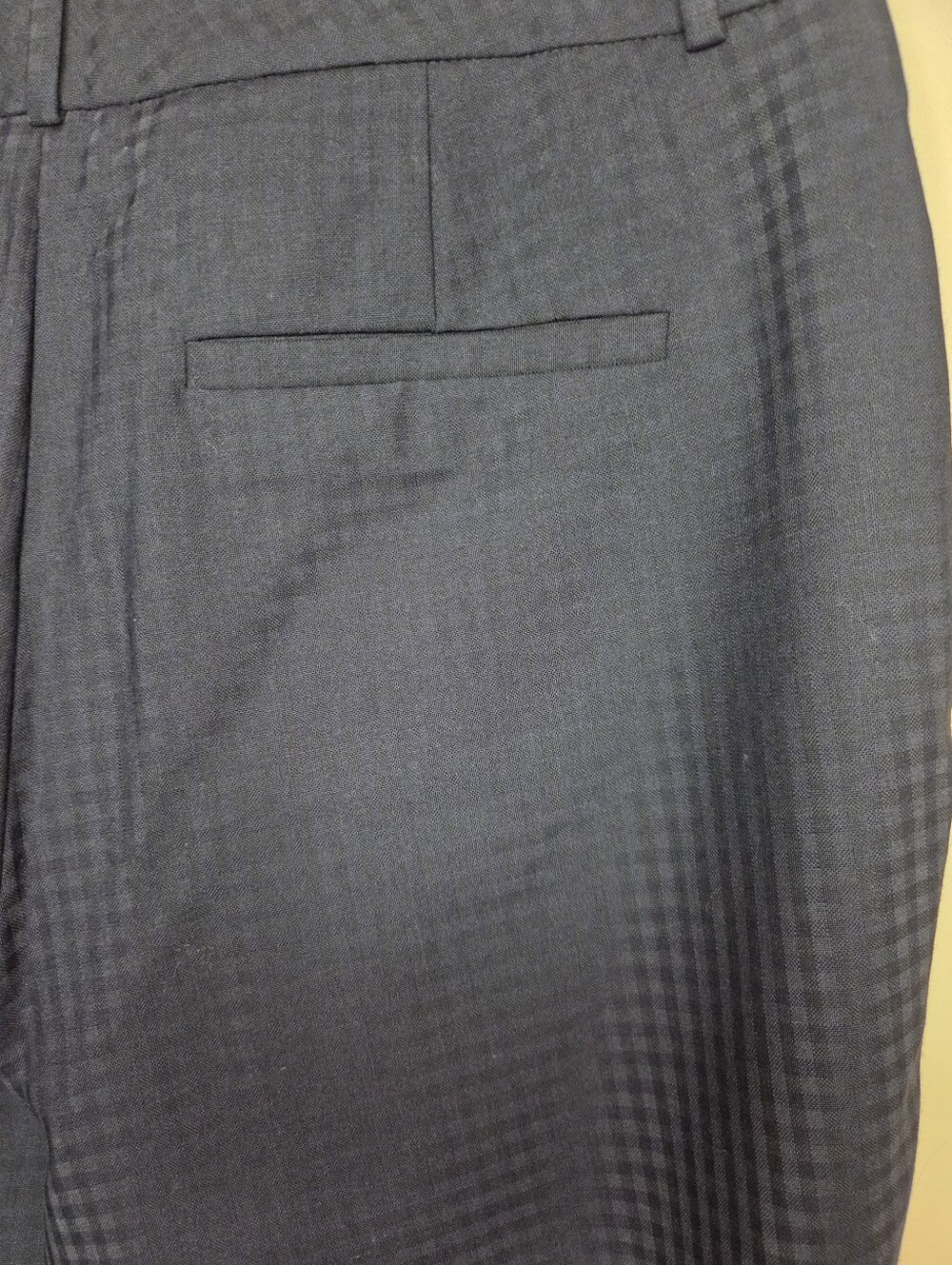 Hugo Boss Women's Tiluna 11 Blue 44% Virgen Woll Plaid STraight Leg Pants Size 4 - Picture 9 of 16